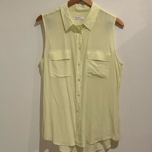 Equipment Light Yellow Slim Signature Sleeveless Shirt